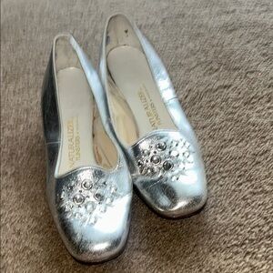 Naturalizer Silver Floral Embellished Flats